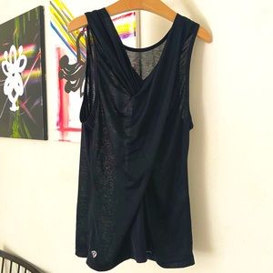 Lululemon blk sheer raceback high neck tank top xs